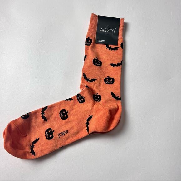 J.Crew Men's Fall Theme Pumpkin Halloween Trouser Socks One Size NWT - Picture 1 of 7